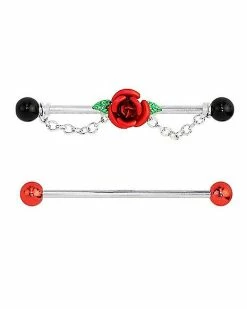 Coupon 🛒 Multi-Pack Red and Black Rose Industrial Barbells 2 Pack – 14 Gauge 😀