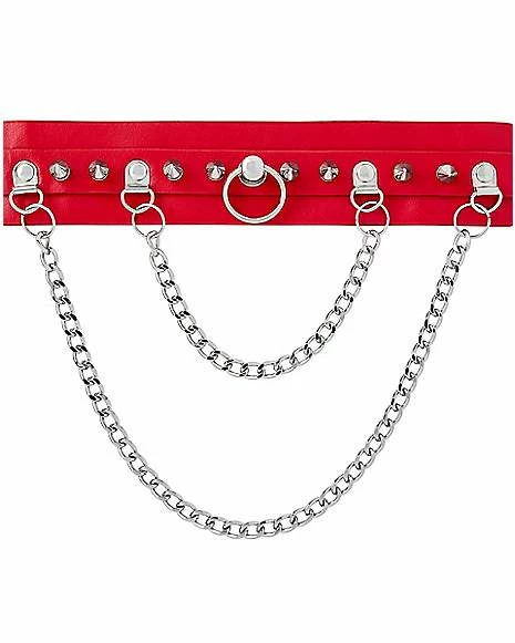 Best Pirce π Red Studded Chain Collar Choker Necklace π₯° 4 Best Pirce π Red Studded Chain Collar Choker Necklace π₯° - Image 2