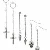 Wholesale ❤️ Multi-Pack Skull Spike and Cross Dangle Earrings - 3 Pair 🎁 -Playboy Shop 03714672 a