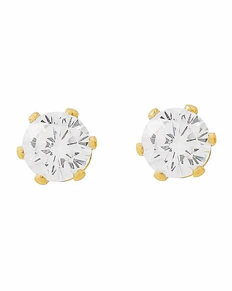 Cheap ✨ Round CZ Goldplated Stud Earrings - 20 Gauge 🤩 3 Cheap ✨ Round CZ Goldplated Stud Earrings - 20 Gauge 🤩