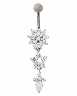 Best reviews of ❤️ CZ Flower Titanium Dangle Belly Ring - 14 Gauge ❤️