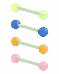 Brand new 🤩 Multi-Pack Glow in the Dark Bioflex Barbells 4 Pack – 14 Gauge 🔔