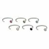 Buy 🤩 Multi-Pack Assorted Crystal Half Hoop Nose Rings 6 Pack - 20 Gauge 💯 -Playboy Shop 03716370 a