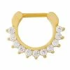 Discount 😀 CZ Goldplated Titanium Clicker Septum Ring - 16 Gauge ✔️ -Playboy Shop 03716396 a