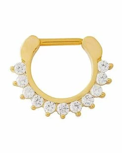 Discount 😀 CZ Goldplated Titanium Clicker Septum Ring - 16 Gauge ✔️