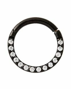 Outlet 🎉 CZ Black Titanium Clicker Septum Ring - 16 Gauge ✨