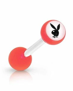 Best Pirce 🛒 Multi-Pack Glow In The Dark Playboy Bunny Barbells 14 Gauge - 4 Pack 🧨 -Playboy Shop 03722170 e