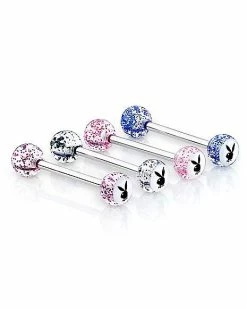 Flash Sale 🎁 Multi-Pack Glitter Playboy Bunny Barbells 14 Gauge - 4 Pack 🌟