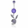 New 😀 Purple CZ Playboy Bunny Dangle Belly Ring - 14 Gauge ✨