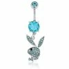 Promo ❤️ Blue CZ Playboy Bunny Dangle Belly Ring - 14 Gauge 🎉