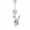 Buy 🎉 Clear CZ Playboy Bunny Dangle Belly Ring - 14 Gauge 🤩