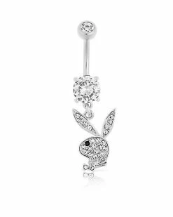 Buy 🎉 Clear CZ Playboy Bunny Dangle Belly Ring - 14 Gauge 🤩