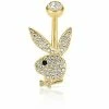 Top 10 🧨 Goldtone Clear CZ Playboy Bunny Belly Ring - 14 Gauge 🎁 -Playboy Shop 03722535 a