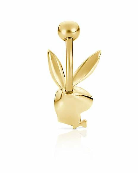 Top 10 𧨠Goldtone Clear CZ Playboy Bunny Belly Ring - 14 Gauge π 4 Top 10 𧨠Goldtone Clear CZ Playboy Bunny Belly Ring - 14 Gauge π - Image 2