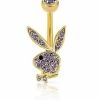 Brand new 𧨠Goldtone Purple CZ Playboy Bunny Belly Ring - 14 Gauge ⨠2 Brand new 𧨠Goldtone Purple CZ Playboy Bunny Belly Ring - 14 Gauge ⨠-Playboy Shop 03722550 a