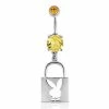 Best Sale ✨ Yellow CZ Playboy Bunny Lock Dangle Belly Ring - 14 Gauge 👍 -Playboy Shop 03722568 a