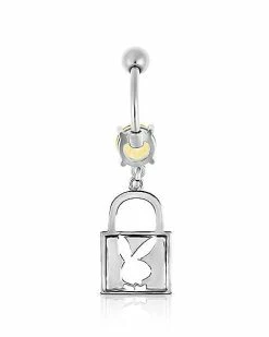 Best Sale ✨ Yellow CZ Playboy Bunny Lock Dangle Belly Ring - 14 Gauge 👍 -Playboy Shop 03722568 b