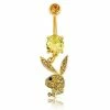 Best reviews of 🔥 Goldtone CZ Playboy Bunny Dangle Belly Ring - 14 Gauge ❤️ -Playboy Shop 03722592 a