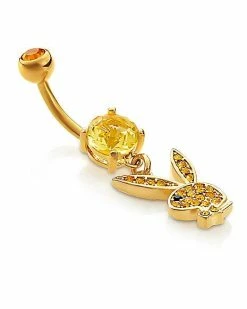 Best reviews of 🔥 Goldtone CZ Playboy Bunny Dangle Belly Ring - 14 Gauge ❤️ -Playboy Shop 03722592 c