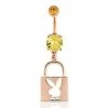 Best Pirce π Rose Goldtone Yellow CZ Playboy Bunny Lock Dangle Belly Ring - 14 Gauge π 2 Best Pirce π Rose Goldtone Yellow CZ Playboy Bunny Lock Dangle Belly Ring - 14 Gauge π -Playboy Shop 03722600 a