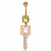Top 10 👍 Rose Goldtone Yellow CZ Playboy Bunny Key Dangle Belly Ring - 14 Gauge 💯 -Playboy Shop 03722618 a
