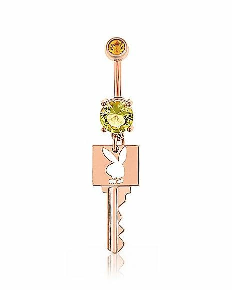 Top 10 π Rose Goldtone Yellow CZ Playboy Bunny Key Dangle Belly Ring - 14 Gauge π― 3 Top 10 π Rose Goldtone Yellow CZ Playboy Bunny Key Dangle Belly Ring - 14 Gauge π―