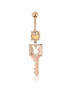 Top 10 π Rose Goldtone Yellow CZ Playboy Bunny Key Dangle Belly Ring - 14 Gauge π― 6 Top 10 π Rose Goldtone Yellow CZ Playboy Bunny Key Dangle Belly Ring - 14 Gauge π― -Playboy Shop 03722618 b