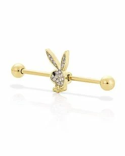 Top 10 π Goldtone Clear CZ Playboy Bunny Industrial Barbell - 14 Gauge π 7 Top 10 π Goldtone Clear CZ Playboy Bunny Industrial Barbell - 14 Gauge π -Playboy Shop 03722634 c