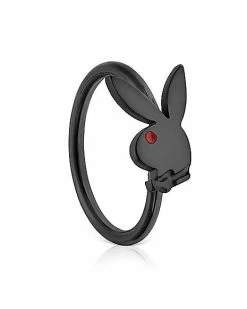 Outlet ⌛ Black Playboy Bunny Hoop Nose Ring - 20 Gauge 💯