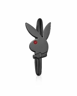 Outlet ⌛ Black Playboy Bunny Hoop Nose Ring - 20 Gauge 💯 -Playboy Shop 03722667 c