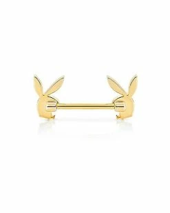 Outlet 🧨 Goldtone Clear CZ Playboy Bunny Nipple Barbells ✔️ -Playboy Shop 03722675 c
