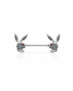 Best reviews of 😉 Blue CZ Playboy Bunny Nipple Barbells 🎉 -Playboy Shop 03722683 b