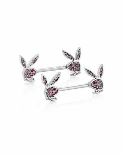Cheapest 🌟 Pink CZ Playboy Bunny Nipple Barbells 🛒