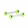 Promo 👍 Green Glow In The Dark Playboy Bunny Nipple Barbells - 14 Gauge ⌛ -Playboy Shop 03722790 a