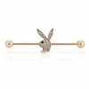 Brand new ✨ Rose Goldtone CZ Playboy Bunny Industrial Barbell - 14 Gauge 💯
