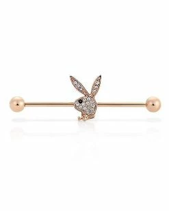 Brand new ✨ Rose Goldtone CZ Playboy Bunny Industrial Barbell - 14 Gauge 💯