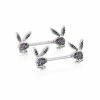 Brand new 🎁 Purple CZ Playboy Bunny Nipple Barbells 💯 -Playboy Shop 03722899 a