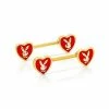 Cheap 👏 Goldtone Red Heart Playboy Bunny Nipple Barbells - 14 Gauge 😀 -Playboy Shop 03722923 a