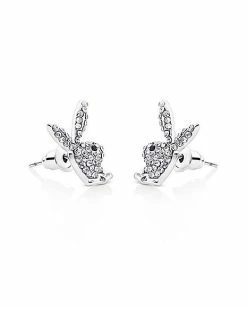 Hot Sale 🔔 Multi-Pack Paved CZ Playboy Bunny Stud Earrings - 3 Pair 🔥 -Playboy Shop 03723004 c