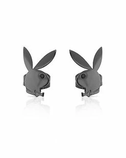 Buy 😉 Black CZ Playboy Bunny Stud Earrings 🥰