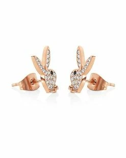 Brand new 🎉 Rose Goldtone Clear CZ Playboy Bunny Stud Earrings 😀 -Playboy Shop 03723442 b