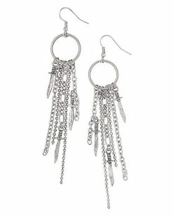 Promo ⌛ O-Ring Chain Dagger Fishhook Dangle Earrings 🛒