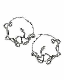 Cheapest 🧨 Silvertone Snake Wrap Hoop Earrings ❤️