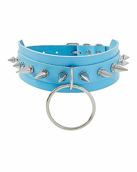 Cheap βοΈ Spiked Blue O-Ring Collar Choker Necklace π₯ 3 Cheap βοΈ Spiked Blue O-Ring Collar Choker Necklace π₯