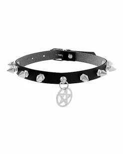 Buy 😀 Spiked Pentagram Collar Choker Necklace 💯