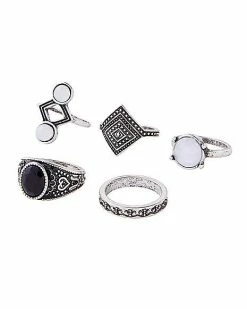 Budget 🤩 Multi-Pack Ornate Gem Rings - 5 Pack 👍