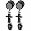 Budget ⭐ Black Coffin and Cross Dangle Fake Plugs – 18 Gauge 😉 -Playboy Shop 03729340 a