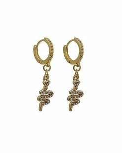 Best reviews of ✔️ CZ Goldtone Snake Huggie Hoop Dangle Earrings - 18 Gauge 😀 -Playboy Shop 03729944 b
