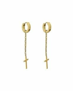 Top 10 🌟 Goldtone Inverted Cross Huggie Dangle Earrings - 18 Gauge ✨ -Playboy Shop 03730132 b