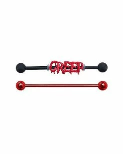 Deals 🧨 Multi-Pack Red and Black Creep Industrial Barbells 2 Pack – 14 Gauge 😍